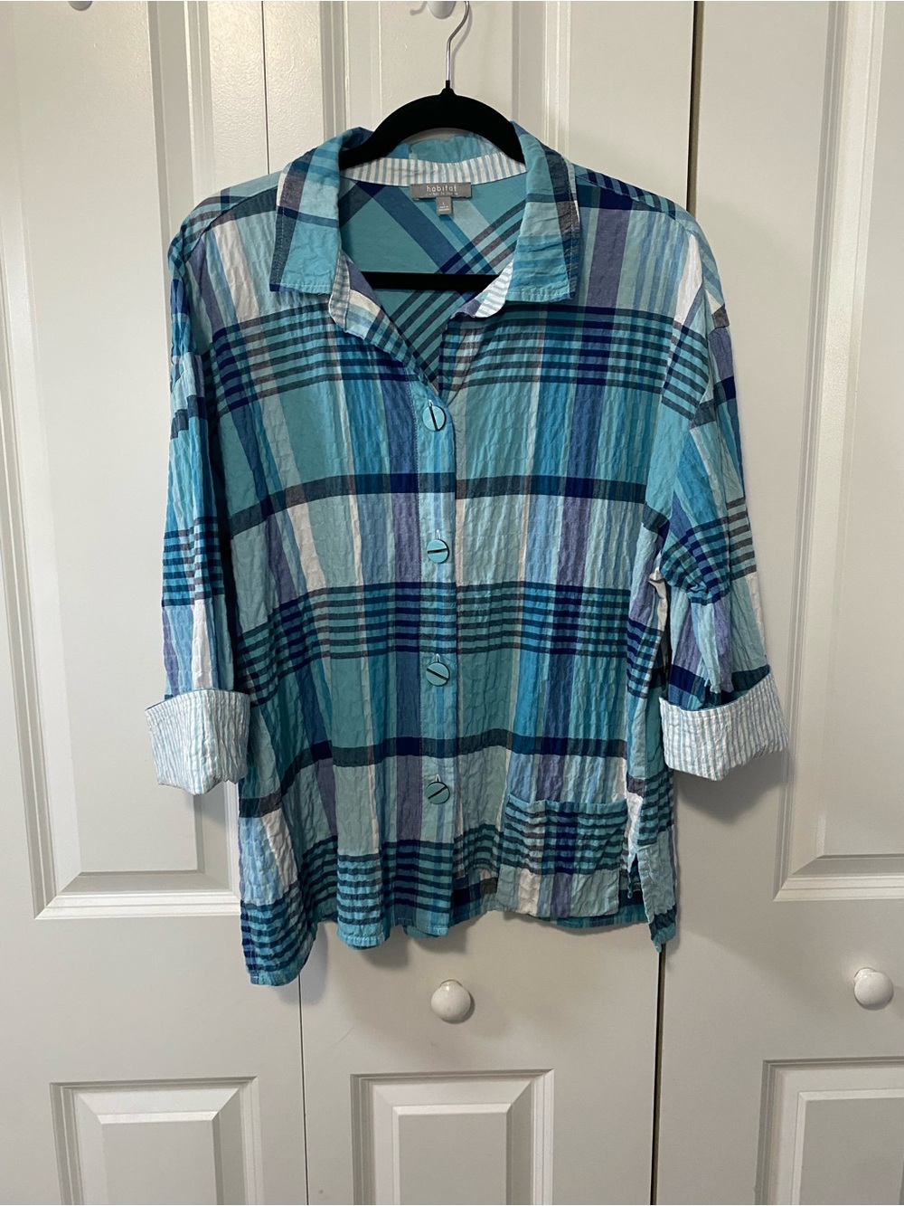 Habitat Clothes To Live In Blue Plaid Button Shirt